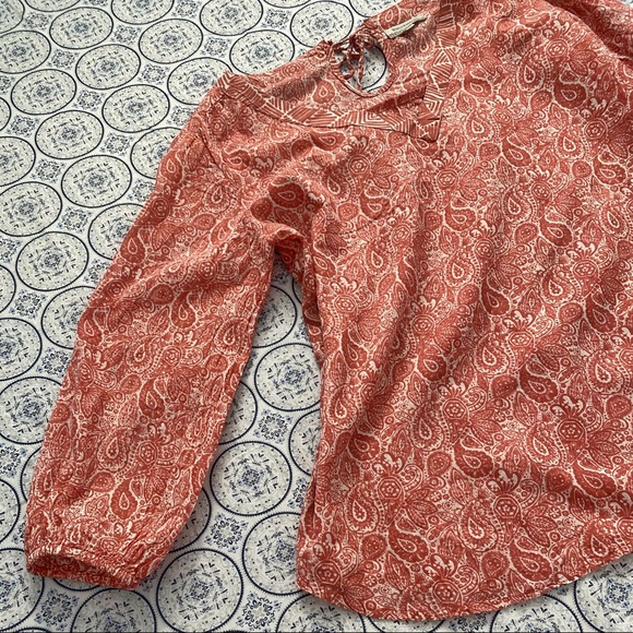 World Market paisley boho v-neck summer blouse, pink - Picture 7 of 9